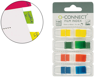 4x36 banderitas señalizadoras Q-Connect 12x45 mm. Colores